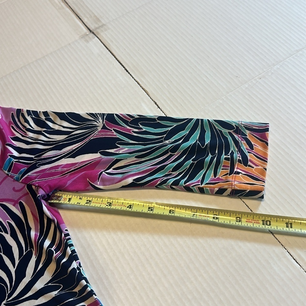 Banana Republic floral tropical colorful Vneck mini dress shirt elbow sleeves - Picture 4 of 8